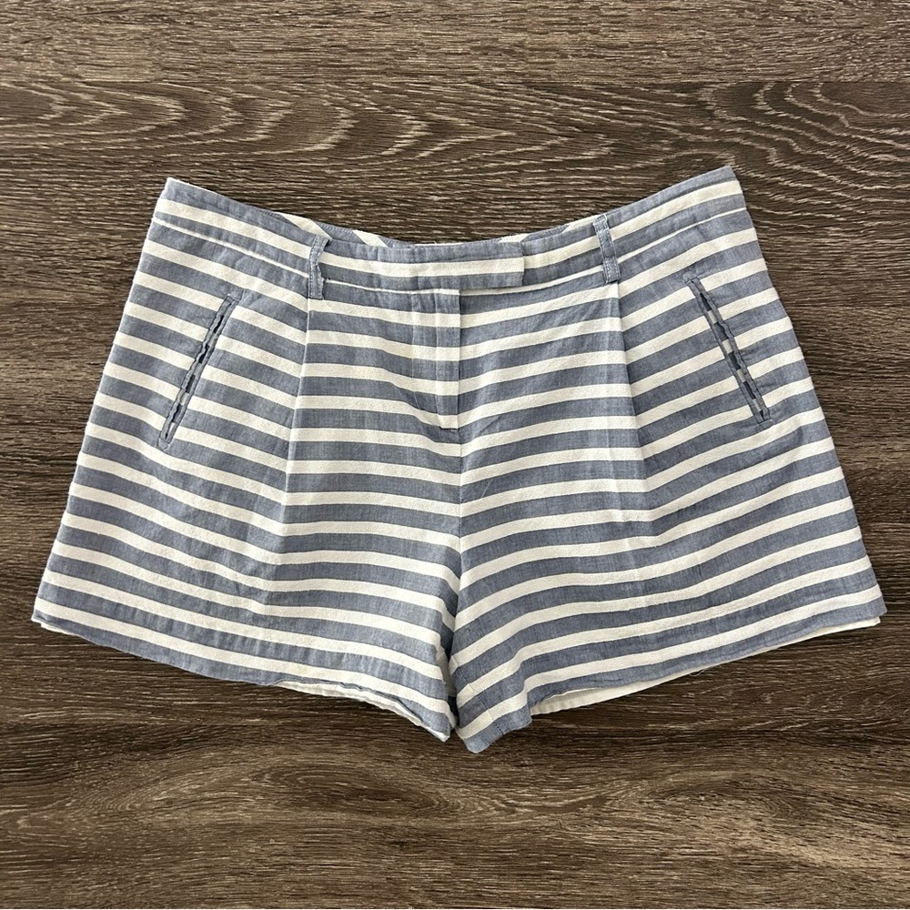 ATM Anthony Thomas Melillo Blue White Striped Shorts Women’s Size 6 Lined Cotton